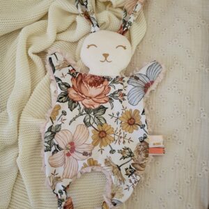 Doudou lapin FLEURI RETRO ( grand modèle)