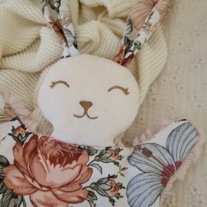 Doudou lapin FLEURI RETRO ( grand modèle)