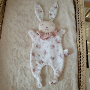 Doudou lapin FLEURI ROMANTIQUE (grand modèle)