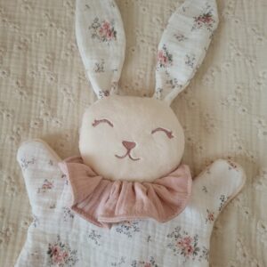 Doudou lapin FLEURI ROMANTIQUE (grand modèle)