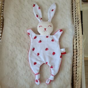 Doudou lapin FRAISE (grand modèle)