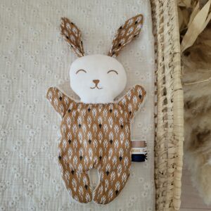 Doudou mini lapin FEUILLAGE CAMEL