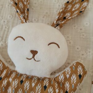 Doudou mini lapin FEUILLAGE CAMEL