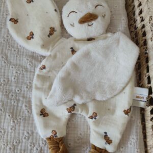 Doudou oie FLEURI (grand modèle) avec ailes