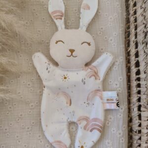 Doudou mini lapin ARC EN CIEL PECHE
